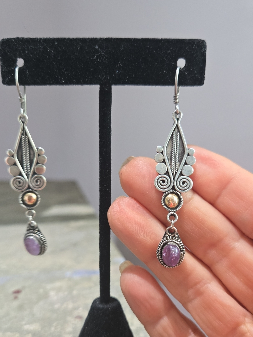 Sterling Silver Dangle Earrings - Picture 6 of 6